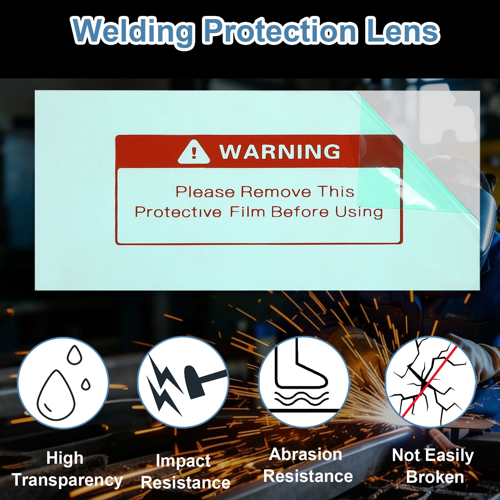 Uxcell 4-1/4 x 2 Inch Welding Protection Lens, 60 Pcs Clear PC Lens Cover Replacement Welding Helmet Hood Transparent Protective Covers Right Angle
