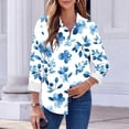 thumbnail image 3 of Xuyuer Button Down Shirts for Women Dressy Floral Printed Long Sleeve Blouse Business Casual Work Tops, 3 of 6