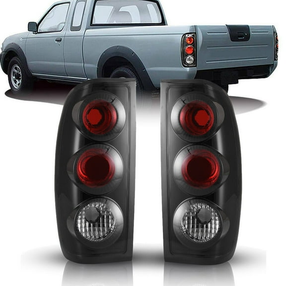 Tail Lights Black Smoke Lens for 1998-2004 Nissan Frontier Rear Brake Lamps Pair L R