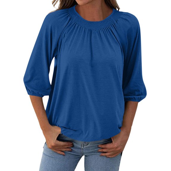 ZHUASHUM Woman Top For Women Three Quarter Sleeve Soft T