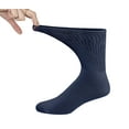 thumbnail image 2 of 8 pairs of Thin Combed Cotton Diabetic Socks for Men & Women, Loose, Wide, Non-Binding Neuropathy Low-Crew Socks (Navy, Fit's Shoe Size 7-11), 2 of 4