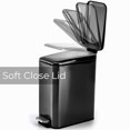 thumbnail image 3 of GFDYREE 1.6 Gallon Bathroom Trash Can with Lid, 6 Liter Rectangular Small Step Trash Can with Removable Bucket, Stainless Steel Slim Garbage Can Bin with Foot Pedal for Kitchen, Bright Black, 3 of 7