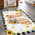 thumbnail image 3 of Cute Dag Washable Area Rugs 4'x6', Yellow Sunflower Daisy Black Plaid Summer Field Low Pile Throw Living Room Rug Non-Slip Sturdy Edge Binding Carpet for Indoor Entryway Bedside Kitchen, 3 of 9