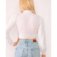 thumbnail image 2 of U-Wear Blouse Courte à Manches Bouffantes Col Roulé pour Femmes, Blanc, Moyen, 2 of 9