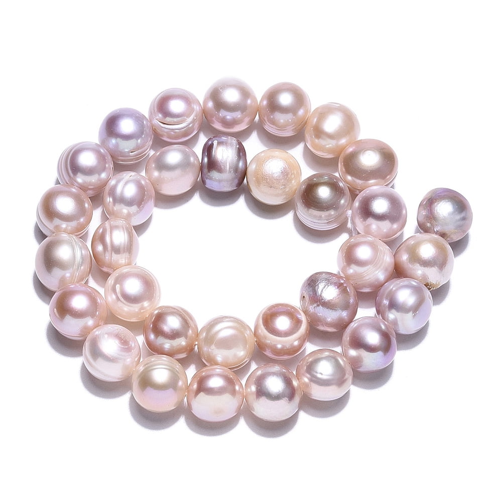 Natural Cultured Freshwater Pearl Beads Strands Potato Misty Rose 10.5~12x9.5~12.5mm Hole: 0.6mm about 32~33pcs/strand 13.78~13.98 inch(35~35.5cm)