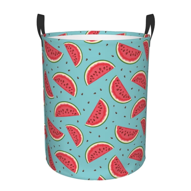 Balery Watermelon Cesta de ropa redonda con asas, impermeable, independiente, para ropa, juguetes, dormitorio y familia-Small