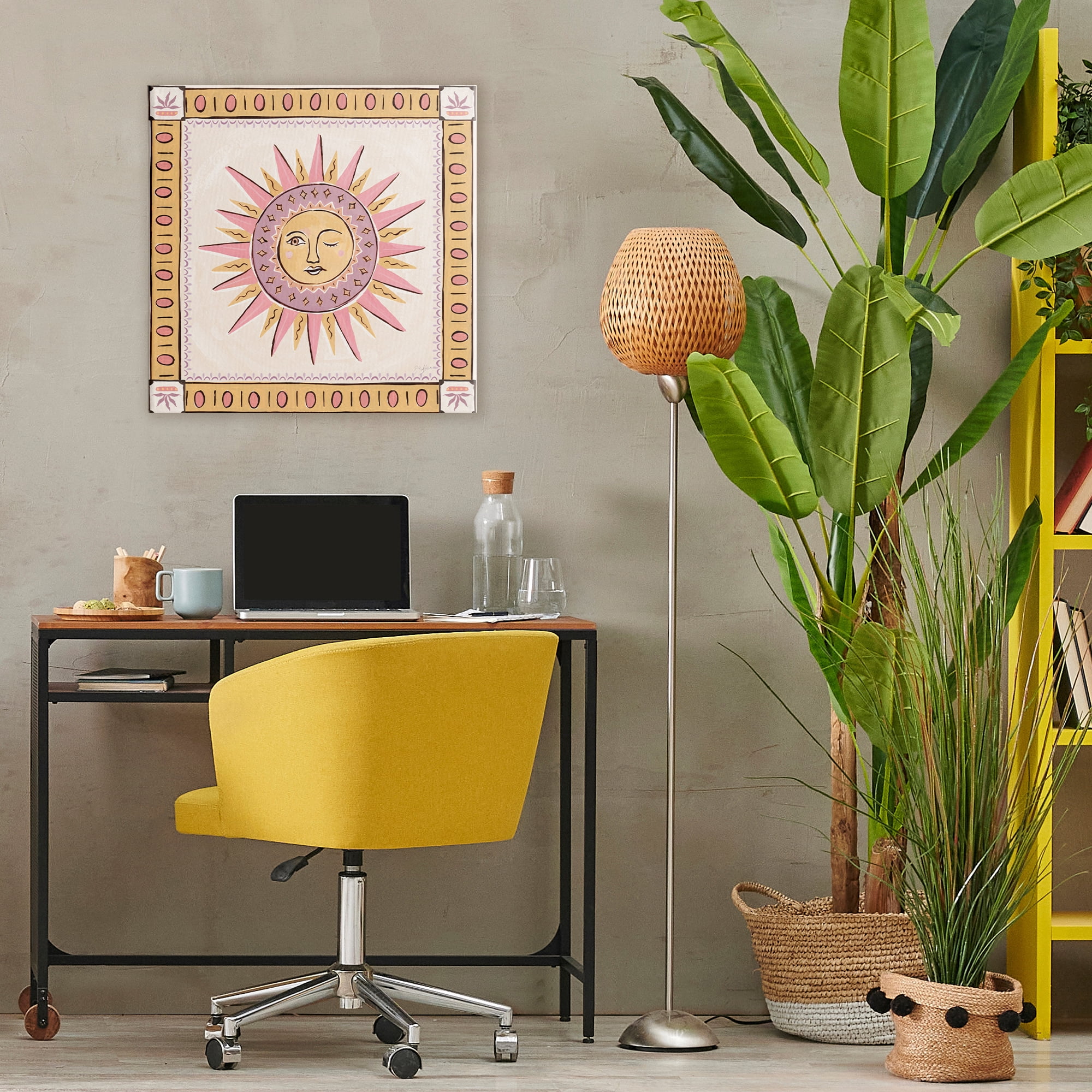 Stupell Industries Pastel Winking Sun with Border Canvas Wall Art, design by Two If By Sea Studios