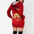 thumbnail image 4 of Women Christmas Outfit Festive Holiday Women's Long Sleeve Pullover Hooded Sweater Dress with Festive Print and Front Pocket Red S, 4 of 6