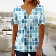 thumbnail image 2 of Kezqiaxn Dressy Tops for Women Ruched Short Sleeve V-Neck Button Down Shirts Business Work Blouses Plus Size Fashion, 2 of 5