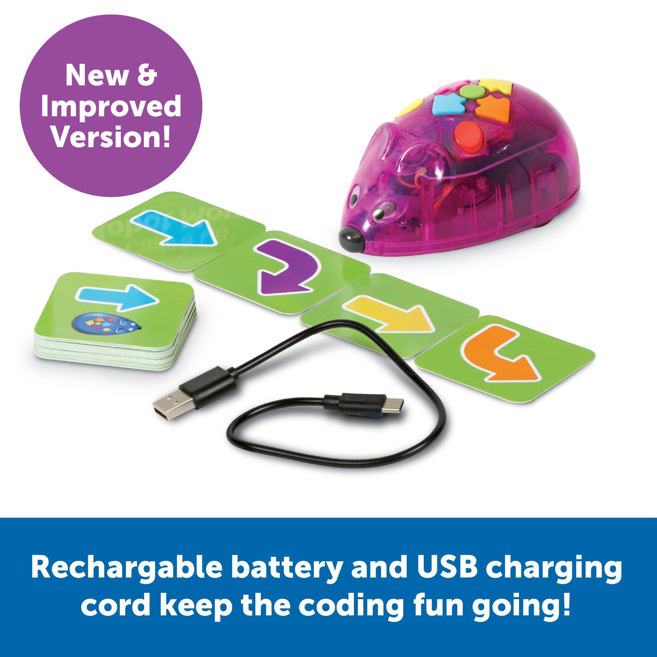 Learning Resources Rechargeable Code & Go Robot Mouse - STEM Toys for Kids, Coding Toys, Ages 4+