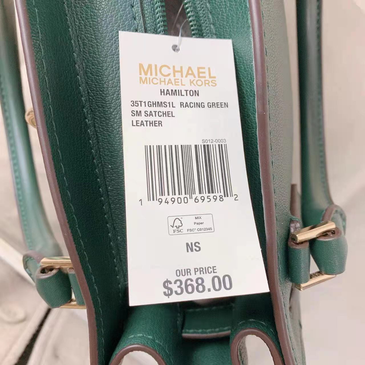 Michael Kors Hamilton Small Satchel Shoulder Leather Bag Racing Green