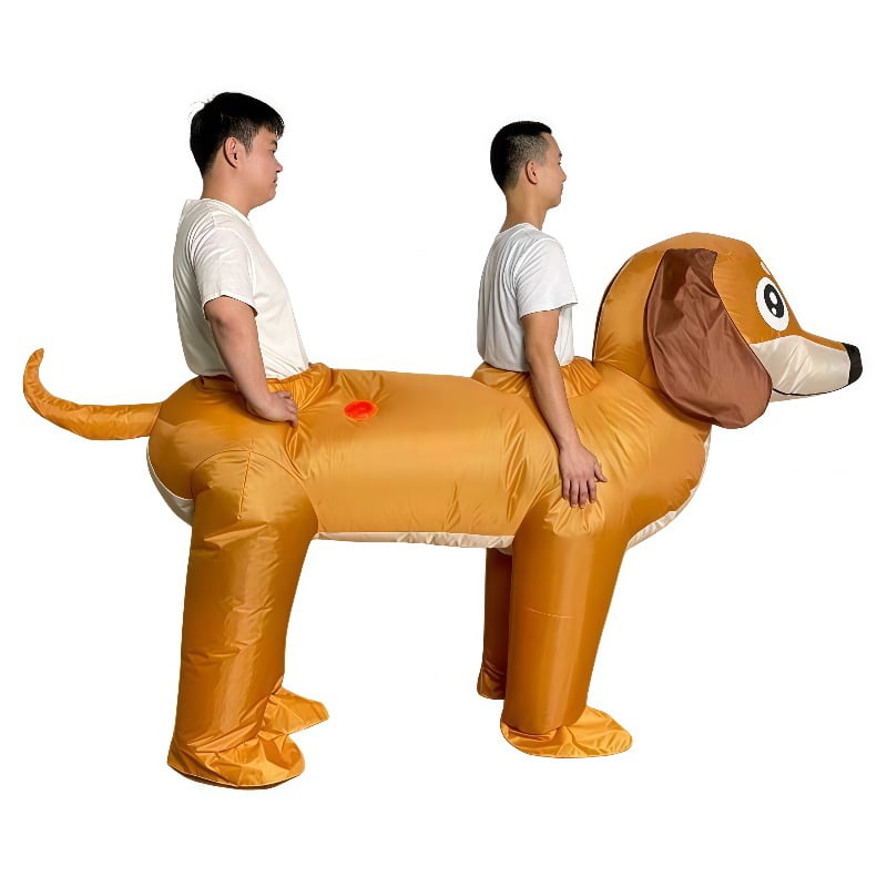 Inflatable Two-Person Dachshund Costume - Funny Ride-On Dog Outfit For Parties & Events,Height 59"–74.8",Dog