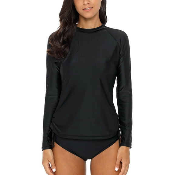 Sociala Women's Drawingstring Quick Drying UPF50 Rashguard Swimming Shirt Top