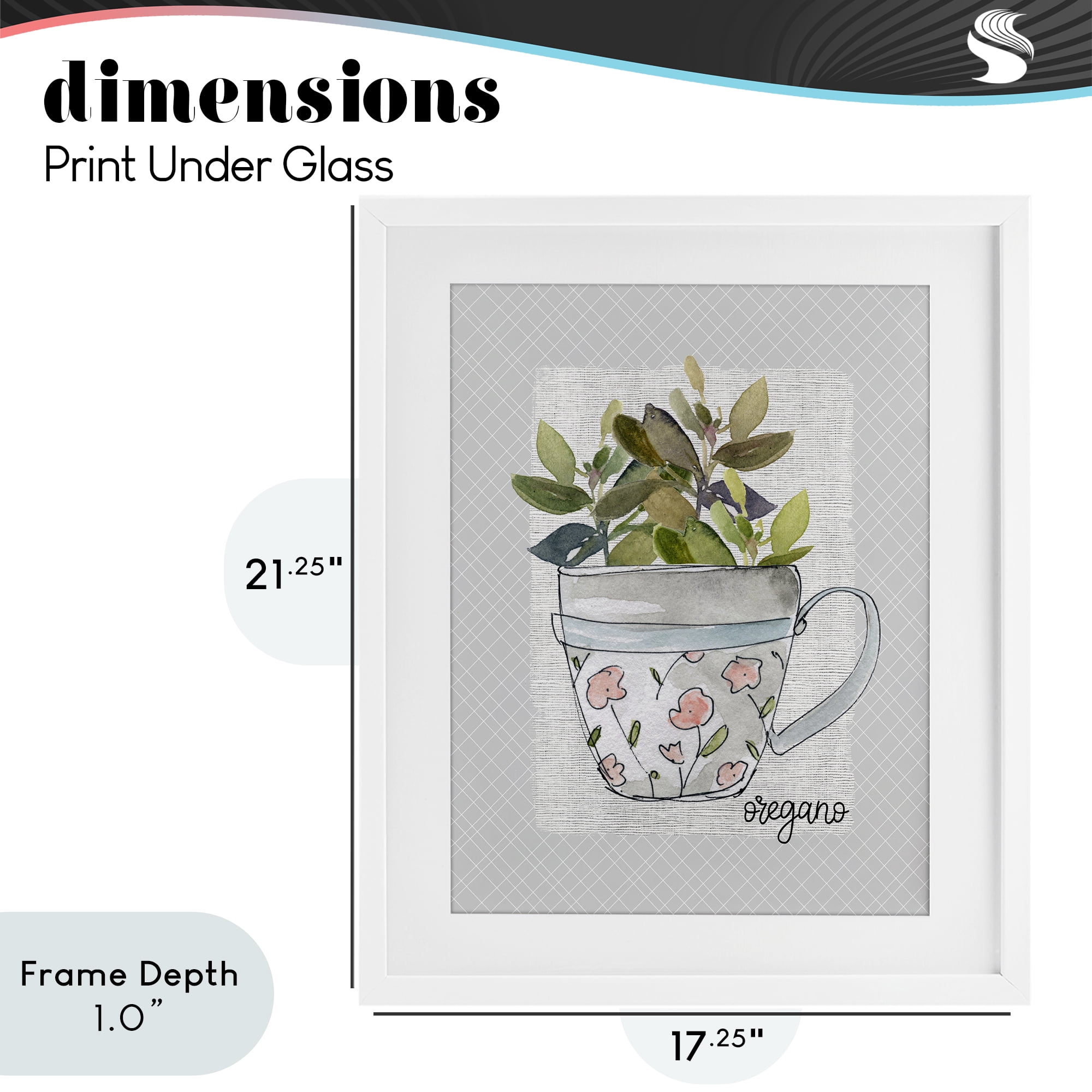 Stupell Industries Oregano Herb Mug White Framed Print Under Glass, design by Livi Finn