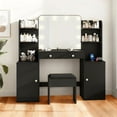 thumbnail image 3 of 53" Makeup Vanity Set with Mirror and Lights, NEORIVER Big Balck Makeup Vanity Desk with Chair and Power Outlet, 3 Color Lighting Modes & Adjustable Brightness for Bedroom, 3 of 10