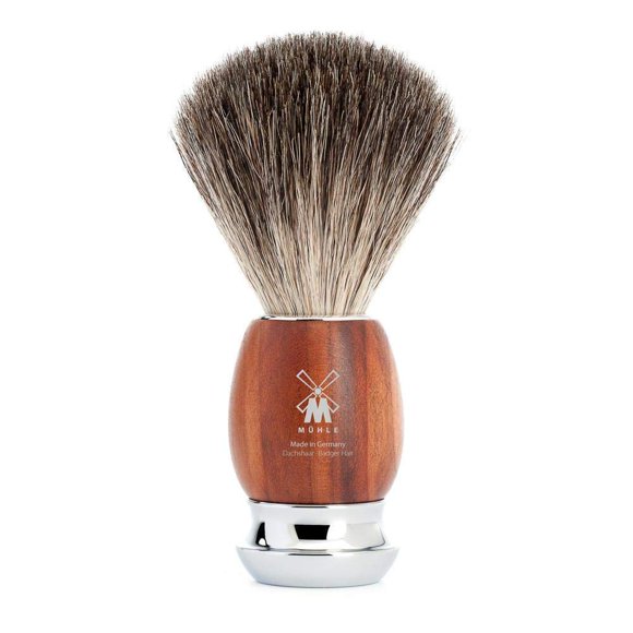 Brocha de afeitar MHLE VIVO Plum Wood Pure Badger - Brocha de afeitar de lujo para hombres con espuma rica
