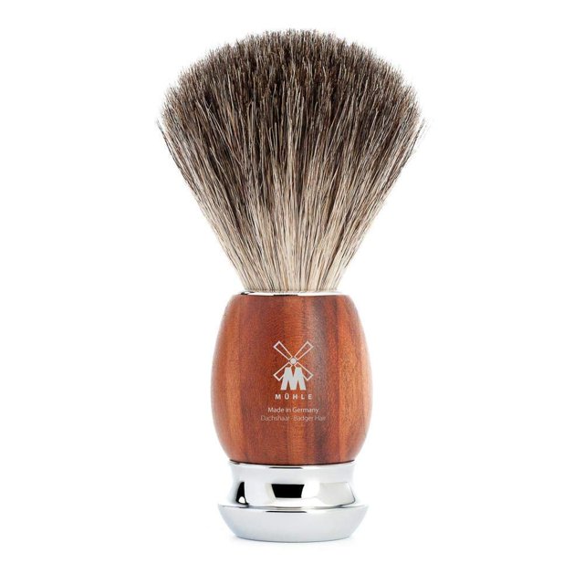 Brocha de afeitar MHLE VIVO Plum Wood Pure Badger - Brocha de afeitar de lujo para hombres con espuma rica