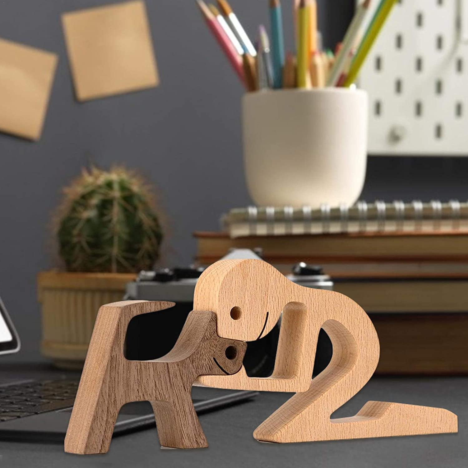 Creative Wooden Bent Over Woman and Big Dog Home Decoration Christmas Gifts for Pet Lovers