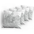 thumbnail image 5 of Ambesonne City Throw Pillow Cover 4 Pack, Gothic Architecture Prague, 20", Charcoal Grey White, 5 of 7