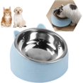 thumbnail image 1 of KAIYANG Comedero elevado para gatos y perros, antideslizante, plataforma inclinada de 15 cm, cuenco extraíble de acero inoxidable, 200 ml, color azul, 1 of 5