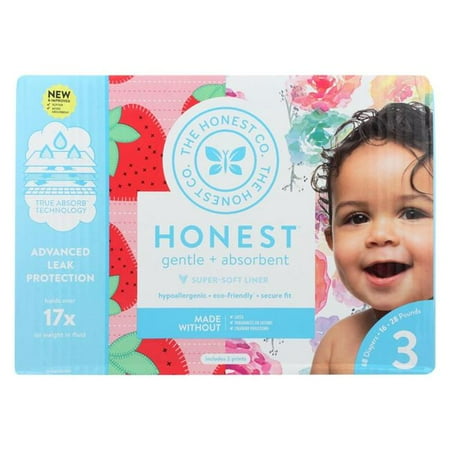 Hornet Auto - The Honest Company - Club Box - Diapers Size 3 - Rose Blossom And Strawberries - 68 Count