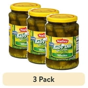 (3 pack) Nalley Dairy-Free Kosher Whole Baby Dill Pickles in Glass Jar, Mild, Gluten-Free, 24 fl oz