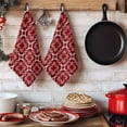 thumbnail image 6 of Red Boho Kitchen Towels Set of 3, Vintage Country Ethnic Abstract Flowers Art Absorbent Dish Towels for Kitchen, Microfiber Hand Towel, Quick Drying Tea Towel for Cleaning Decorative Dishcloths, 6 of 7