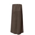thumbnail image 4 of VBTAPA Women's Summer Linen Maxi Skirt Drawstring Low Waist A Line Casual Skirts Flared Long Skirt Coffee XL, 4 of 7