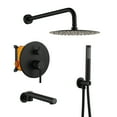 thumbnail image 1 of Boyel Living Shower System 10 in Wall Mount Rainfall Shower Head with Handheld Shower and Bathtub Tub Spout,3-function Bathroom Round Shower Combo Set ,Shower Set Tub Faucet in Matte Black, 1 of 1