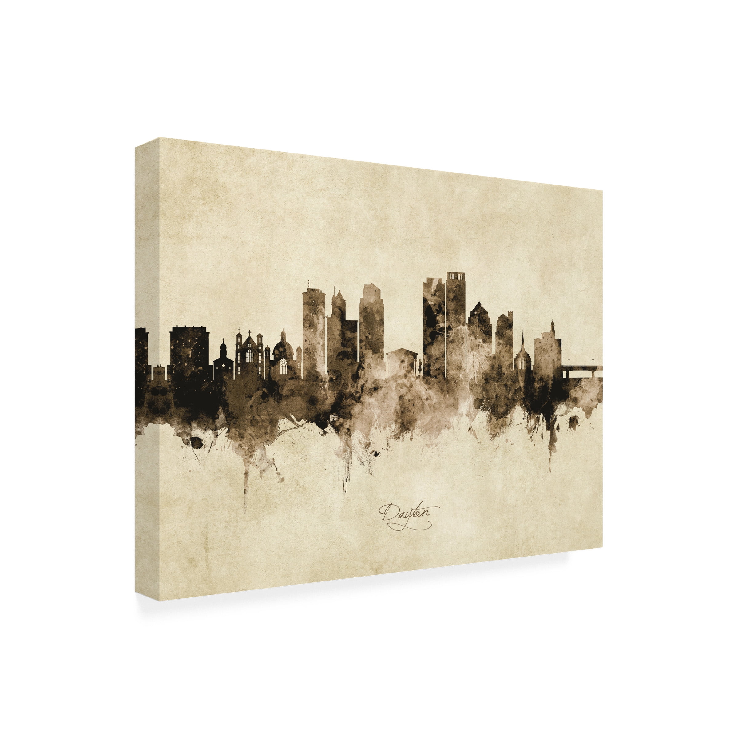 Michael Tompsett 'Dayton Ohio Skyline Vintage' Canvas Art