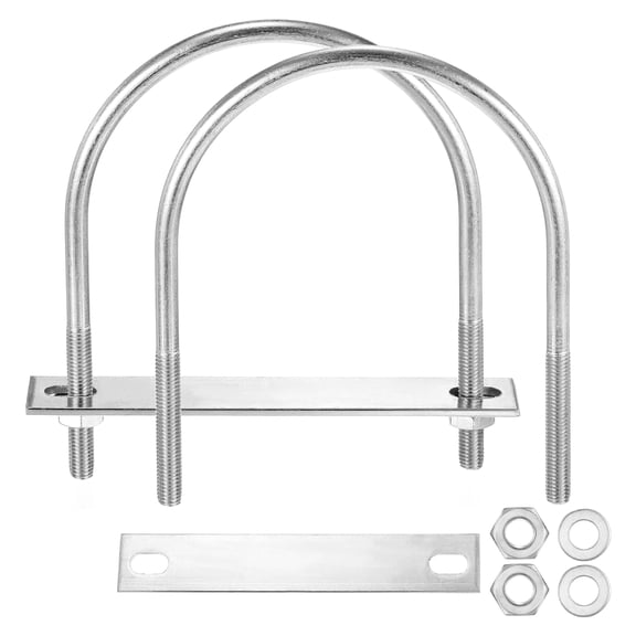 U Bolts 2 Sets (5/16"(M8)x4.48"x5.55"), Round U Bolt Kits 304 Stainless Steel with Accessories - for Construction, Pipe, Trailer, Automotive, Leaf Spring Fastener