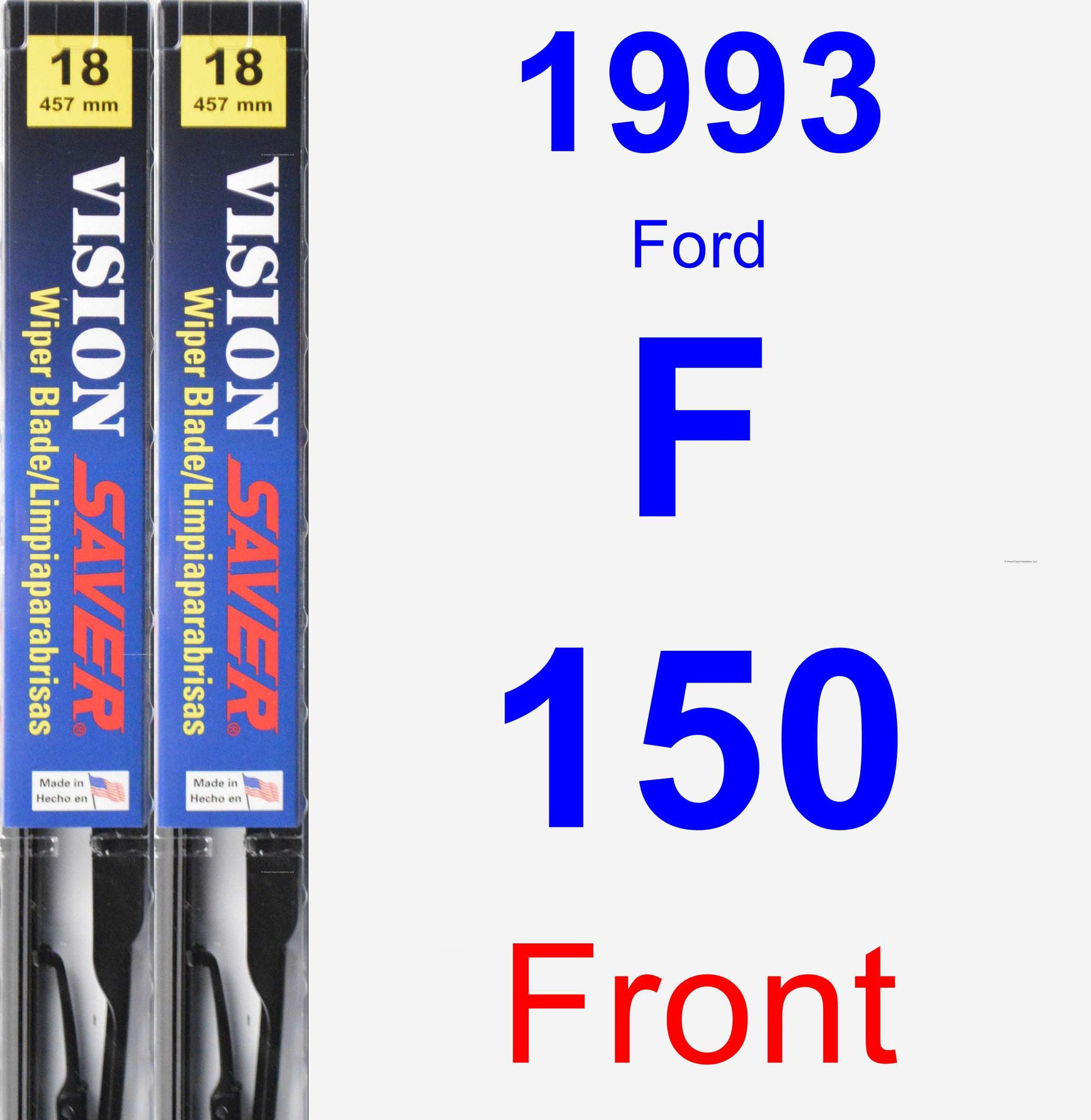1993 Ford F150 Wiper Blade Set/Kit (Front) (2 Blades) Vision Saver