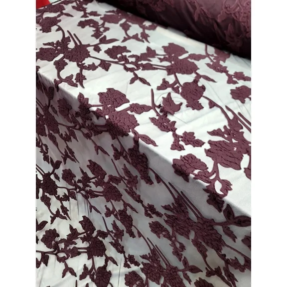Eggplant Stretch Lace Floral Fabric By The Yard Prom Dress Clothing Flowers