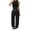 Black, variant on LEKWK Two Piece Sets for Women Sleeveless High Neck Pleated Tank Tops and Elastic Waist Wide Leg Pants Summer Fashion Casual Vacation Daily Wear