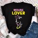 thumbnail image 1 of Disney Mickey Mouse Women's top Cartoon pattern women round neck casual fashion T-shirt Women's top short sleeveM Gao Jinjia LED, 1 of 2