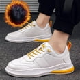 thumbnail image 2 of Xfvqtps Mens Sneakers Lace Up Lightweight Breathable Outdoor Running Walking PU Shoes Fashion Sports Shoes Casual Sneakers Cotton Shoes Yellow, 2 of 9