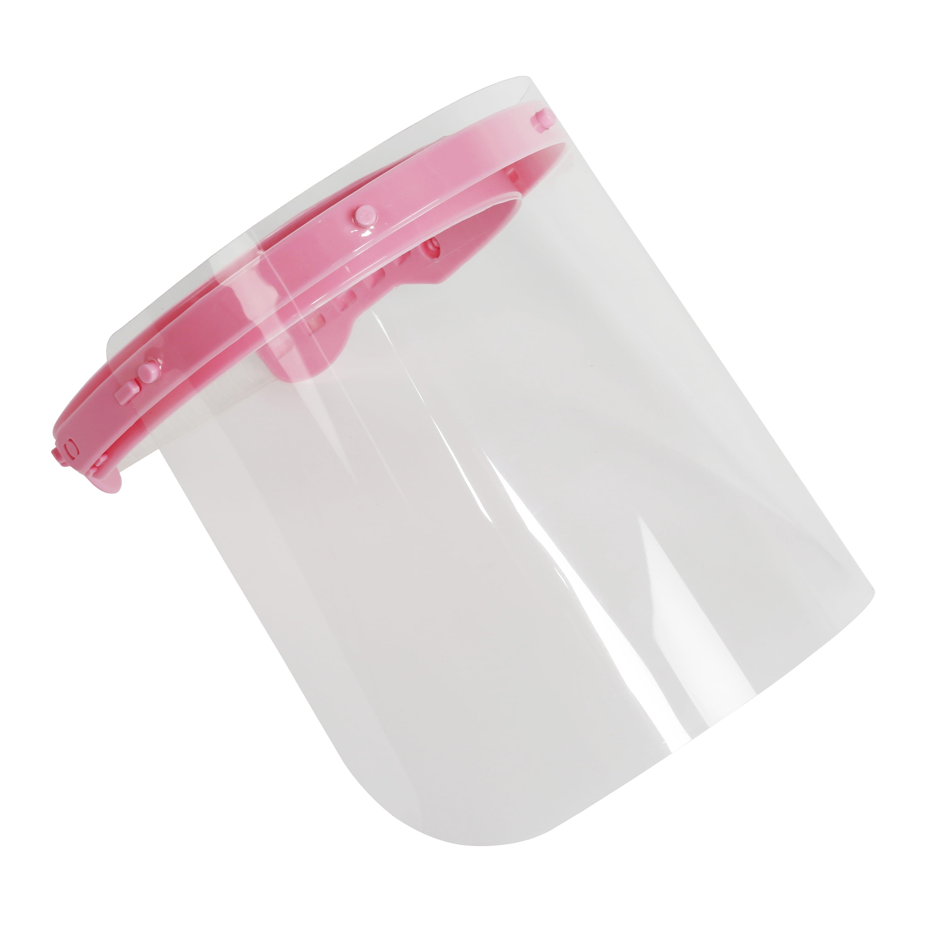 M&T Displays Reusable Face Shield for Kids, Adjustable Transparent Full Face Protective Visor, Eye & Head Protection, Barrier Against Coughing, Sneezing and Spitting, Facial Cover (50 Pack, Pink)