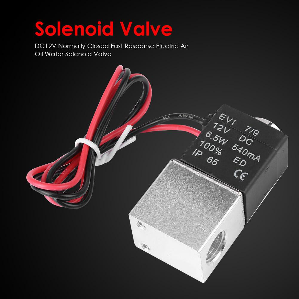 12V DC G1/4 Normally Closed Fast Response Electric Air Water Solenoid Valve 