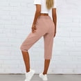 thumbnail image 4 of SBYOJLPB Fashion Capris Pants for Women Casual High Waist Loose Pocket Straight Solid Capris Cropped Trousers, 4 of 7