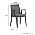 thumbnail image 4 of Side Dining Chair Armchair, Gray, Fabric, Wood, Rattan, Bar Pub Cafe Bistro Dining Kitchen Hospitality Restaurant, Modern Contemporary, HB37086, 4 of 9