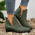 thumbnail image 3 of Mepaouo Western Ankle Bootie Womens Suede Stacked Heel Chelsea Slip on Short Boots with Zipper(Green,6.5), 3 of 9