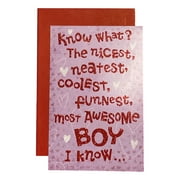 Valentine's Day Greeting Card for Boy - Know What? The nicest, neatest, coolest, funnest, most awesome Boy I know... - Sparkling Glitter; Hearts