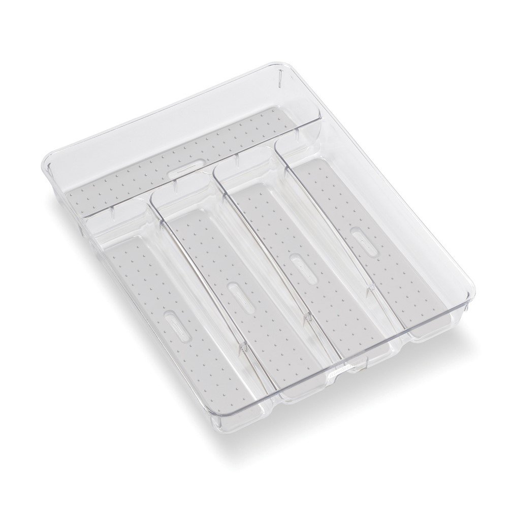 Madesmart Clear Small Silverware Tray, Light Grey