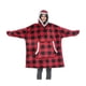 thumbnail image 1 of Sudadera de de franela y sherpa, de gran tamaño con capucha y bolsillo, para mujeres, hombres, y adolescentes, negro con rojo izÜg Negro con roja, 1 of 2