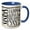 Blue/White, variant on 3drose, Modern Black and Image of Gold Brush Stroke Ninety Happy Birthday, 11oz Magic Transforming Mug