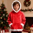 thumbnail image 2 of SRZYMJ Boys Flannel Hooded Pullover Sweatshirt Soft Cozy Casual Wear Youth Childrens Outerwear Jacket Top Red 6-7 Years, 2 of 7