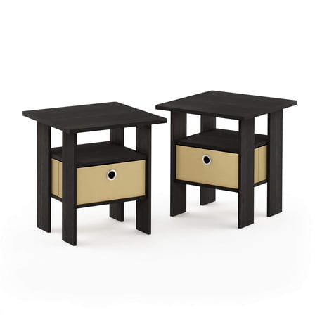 Furinno Petite Nightstands, Espresso, Set of Two