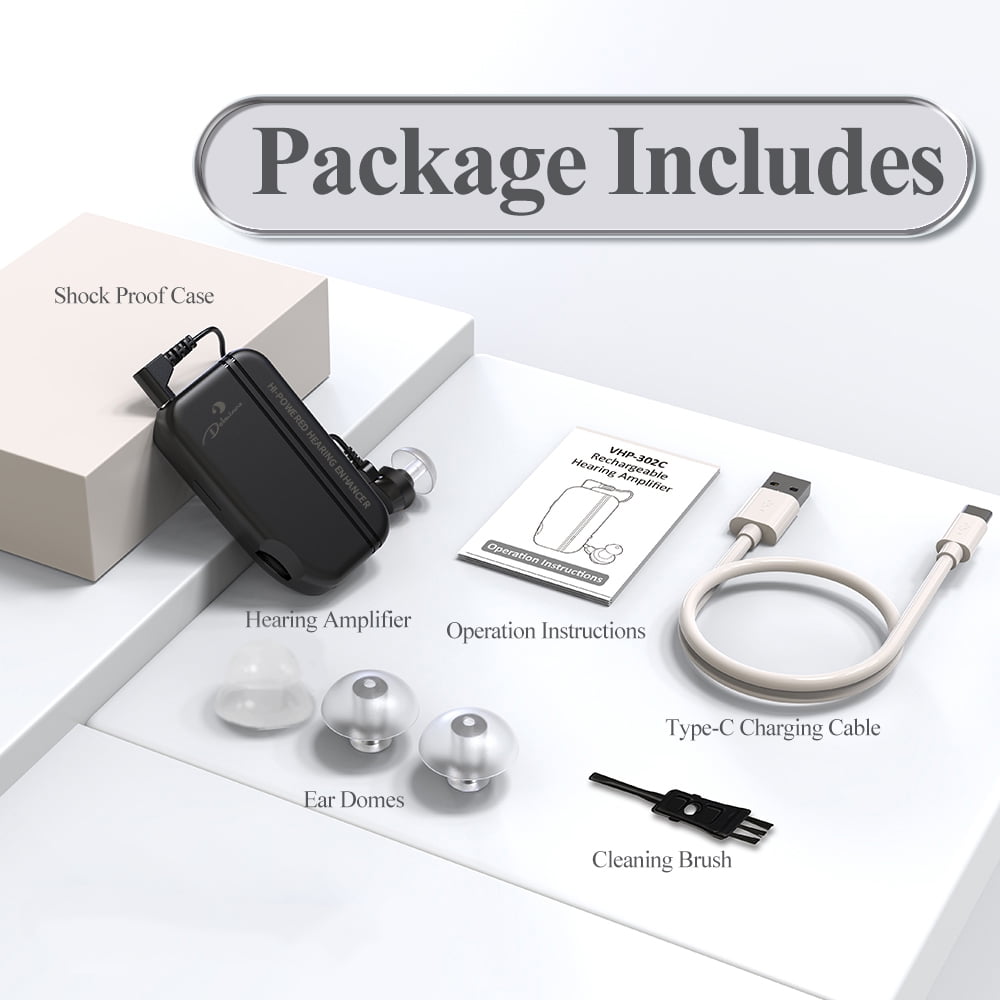 Delmicure Hearing Aids for Seniors, Body-Worn Hearing Aid, Rechargeable, Perfect for Severe Hearing Loss, VHP-302C