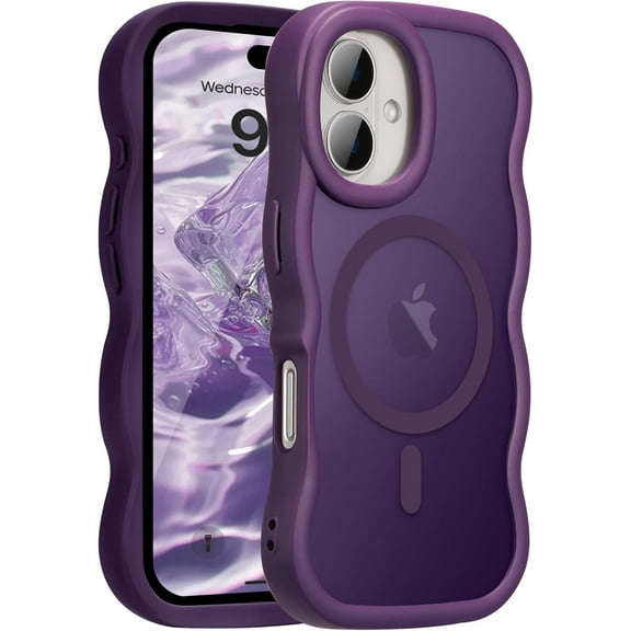 Magnetic for iPhone 17 Case, Compatible with MagSafe, 2025 Transparent Wave Frame Design Case Soft Edge Cover Cute Clear Matte Shockproof Protective Phone Case