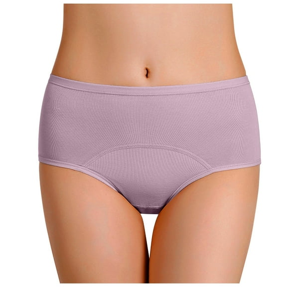 PMVFHDE Women Cotton Sanitary Underwear Menstrual Side Leakproof Cycle Panties With Extra Coverage Briefs Cotton Underwear For Women Light Purple,XXXL